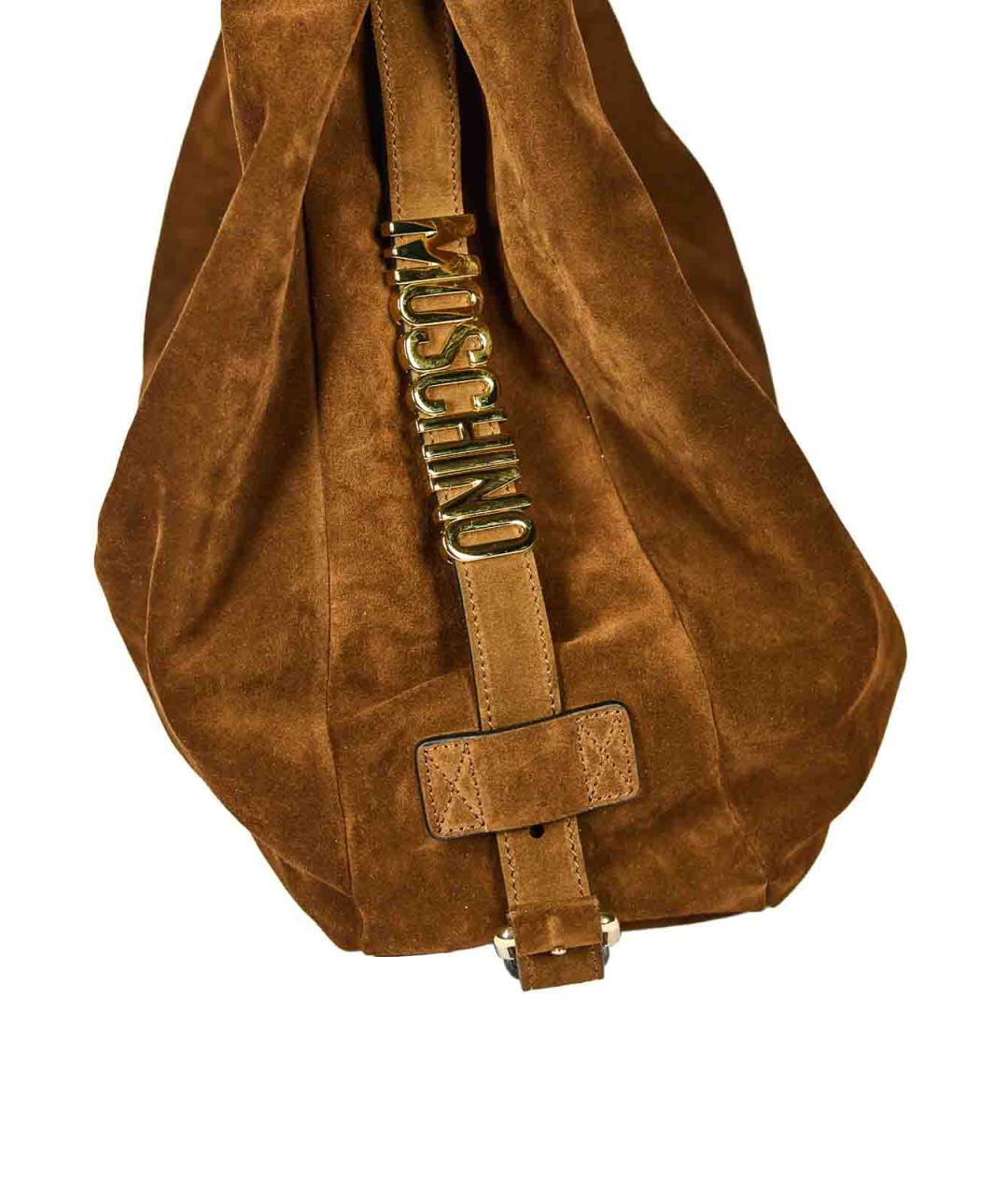 MOSCHINO Коричневая замшевая сумка с короткими ручками, фото 5