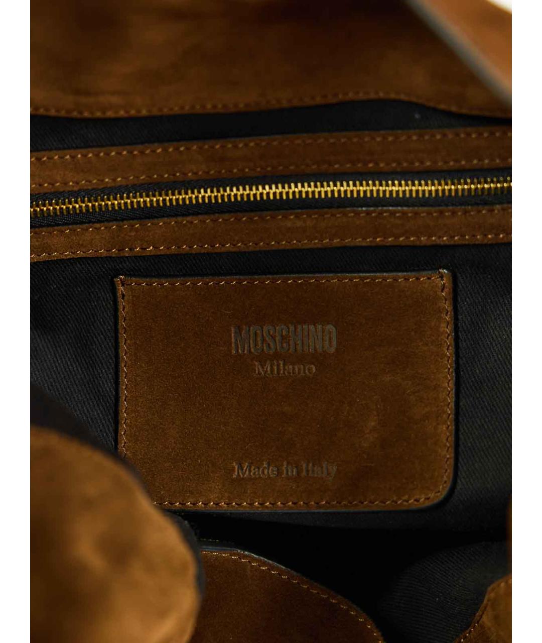 MOSCHINO Коричневая замшевая сумка с короткими ручками, фото 6