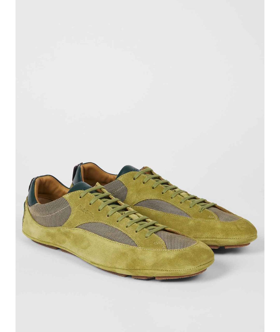PAUL SMITH Зеленые замшевые низкие кроссовки / кеды, фото 2