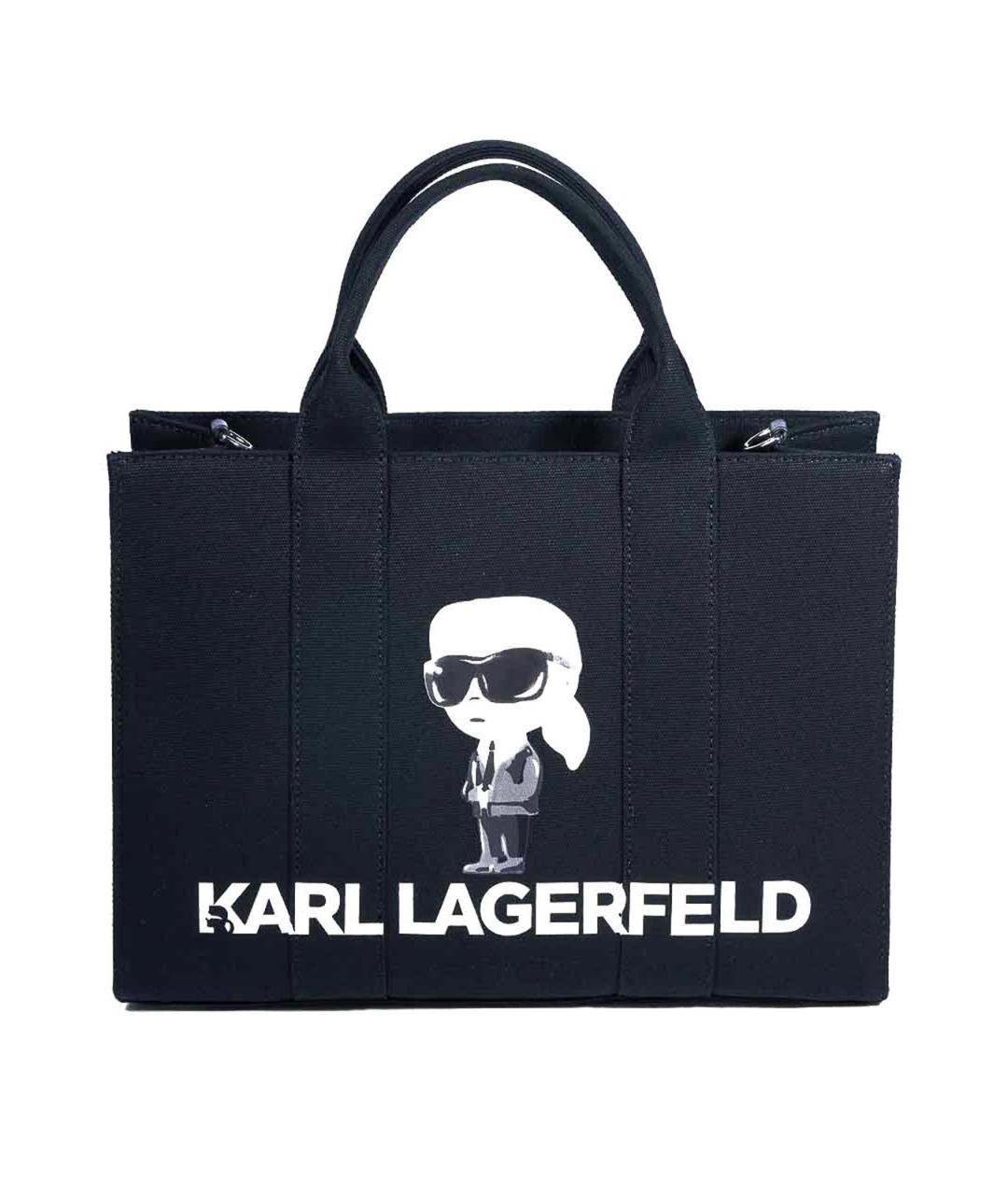 KARL LAGERFELD Черная хлопковая сумка тоут, фото 1