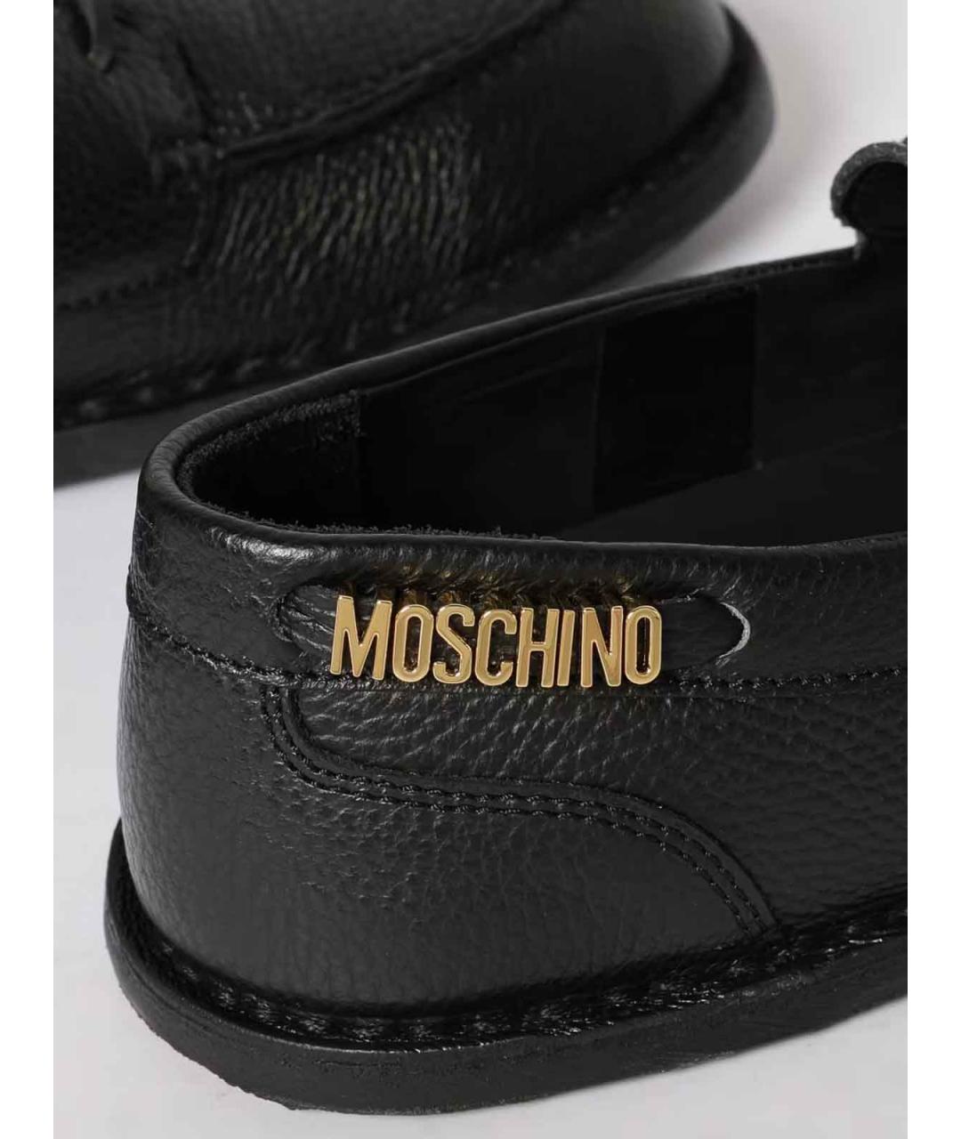 MOSCHINO Черные кожаные лоферы, фото 4
