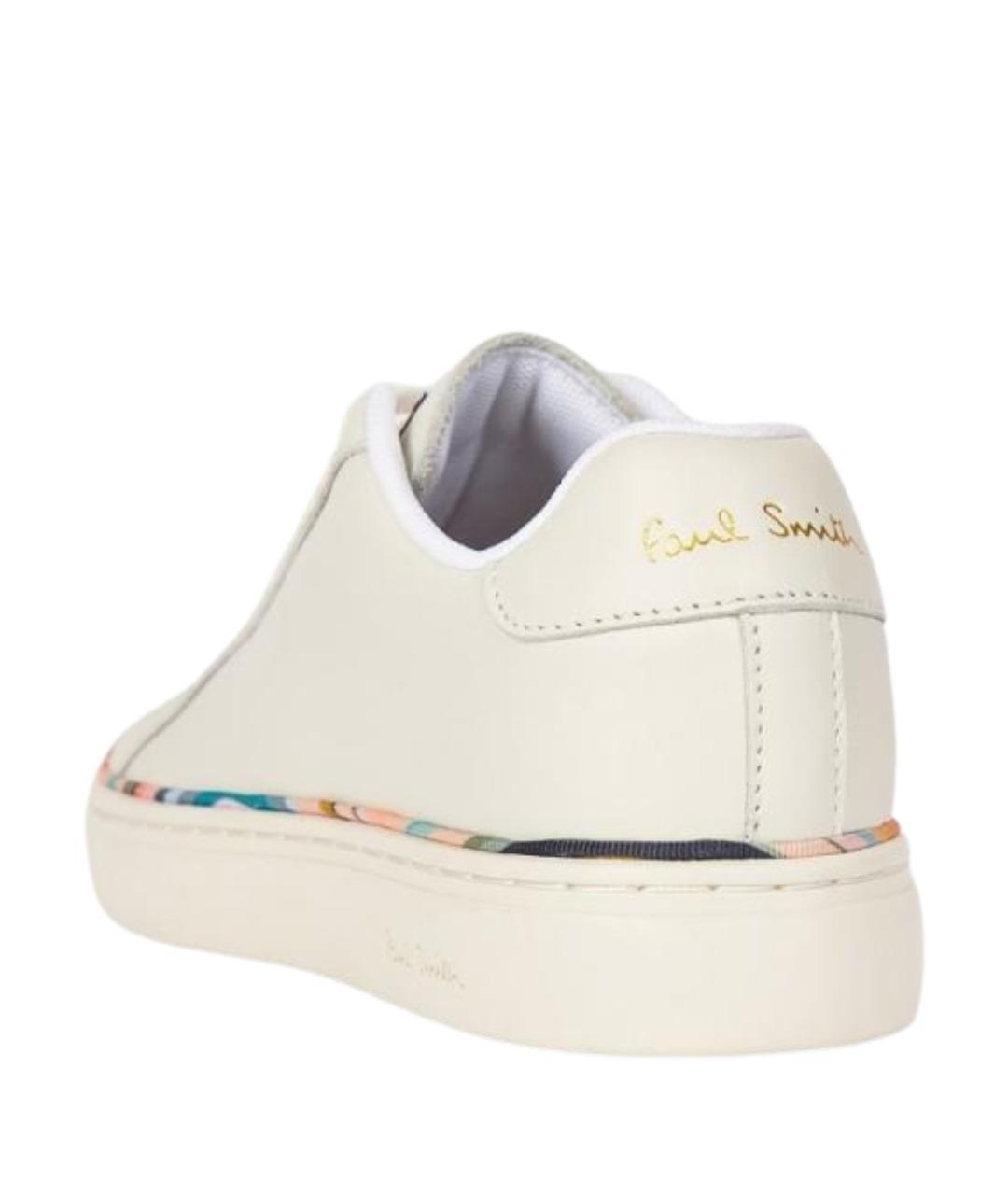 PAUL SMITH Бежевые кожаные кроссовки, фото 4
