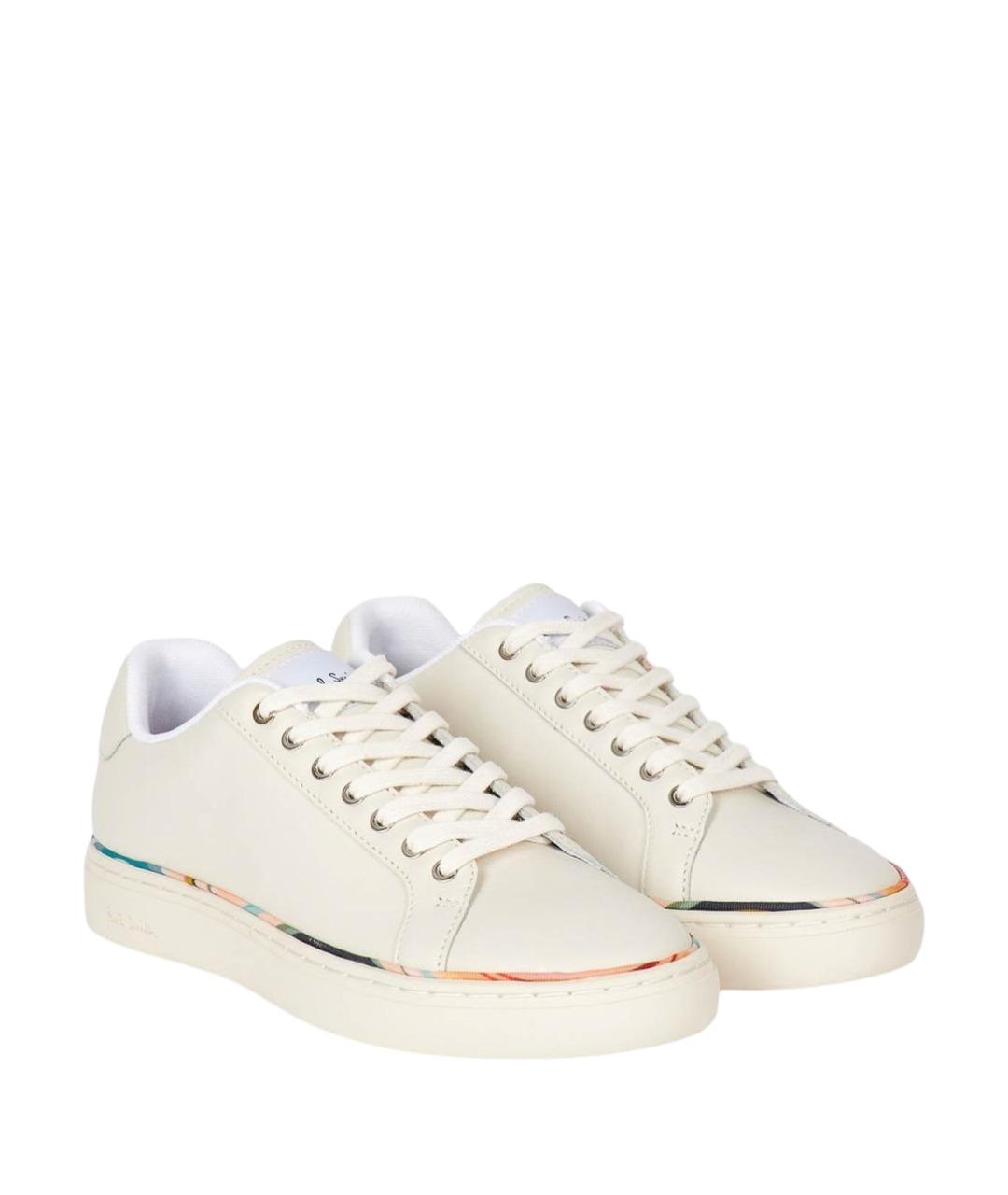PAUL SMITH Бежевые кожаные кроссовки, фото 2