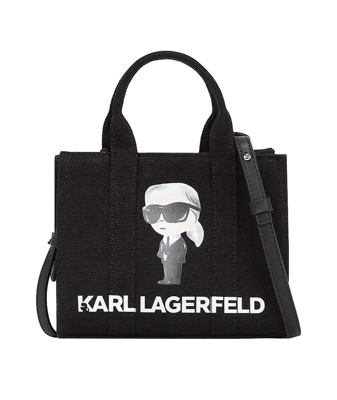 KARL LAGERFELD Черная хлопковая сумка тоут, фото 1