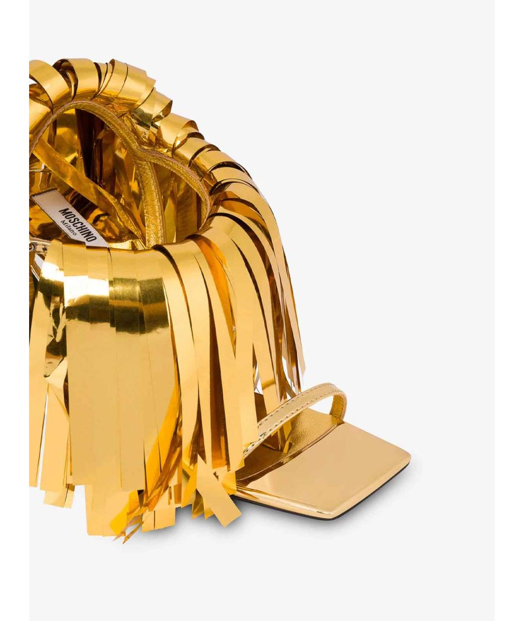 MOSCHINO Золотые босоножки из искусственной кожи, фото 4
