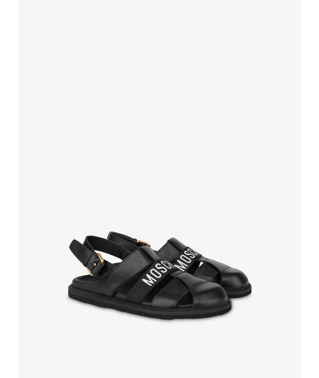 MOSCHINO Черные кожаные сандалии, фото 2