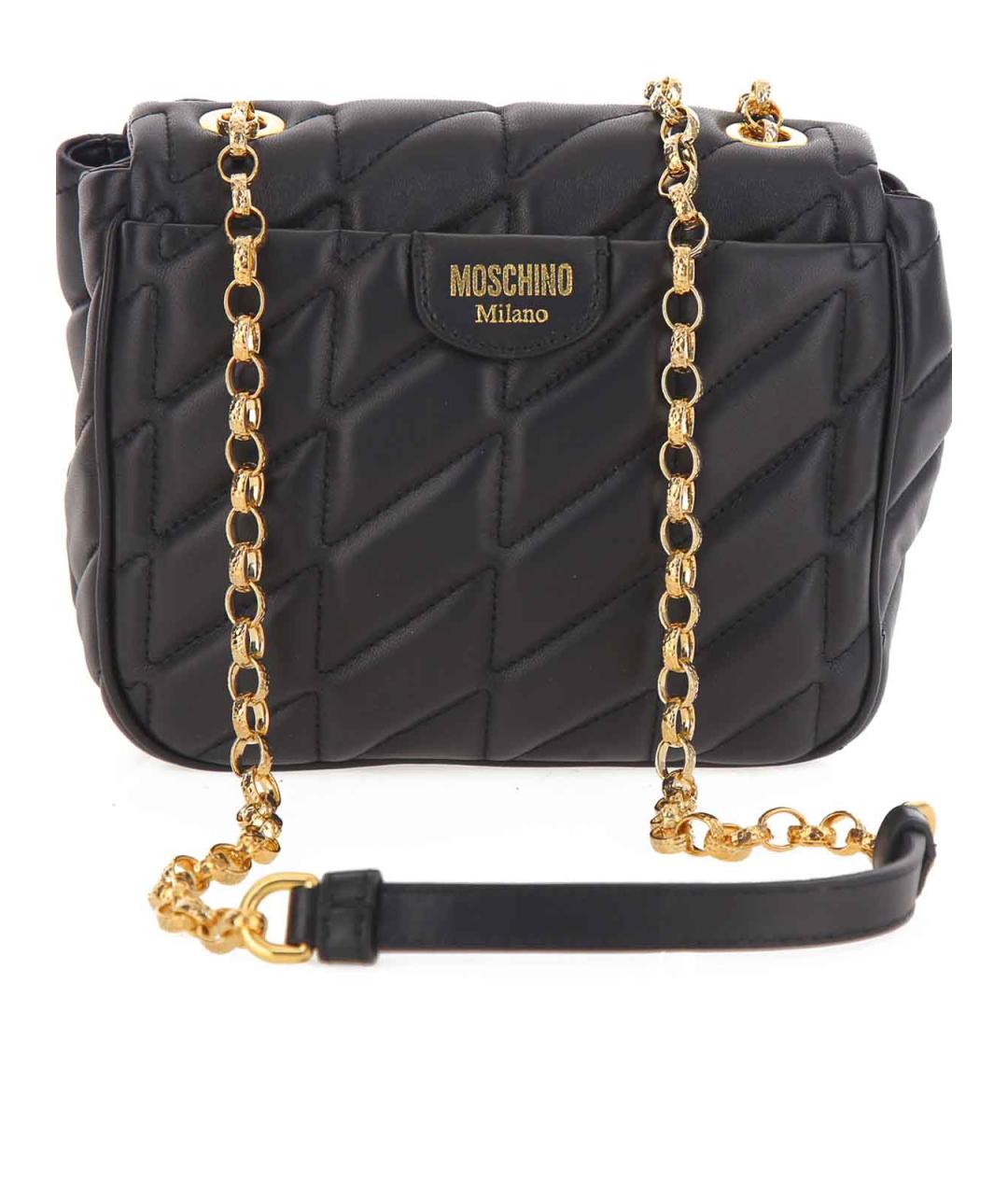 MOSCHINO Черная кожаная сумка через плечо, фото 3