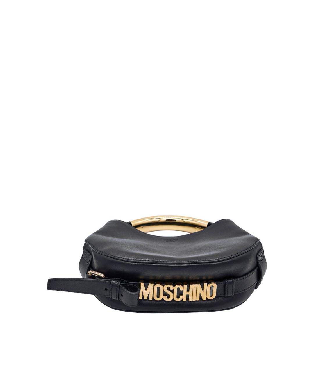 MOSCHINO Черная кожаная сумка с короткими ручками, фото 4