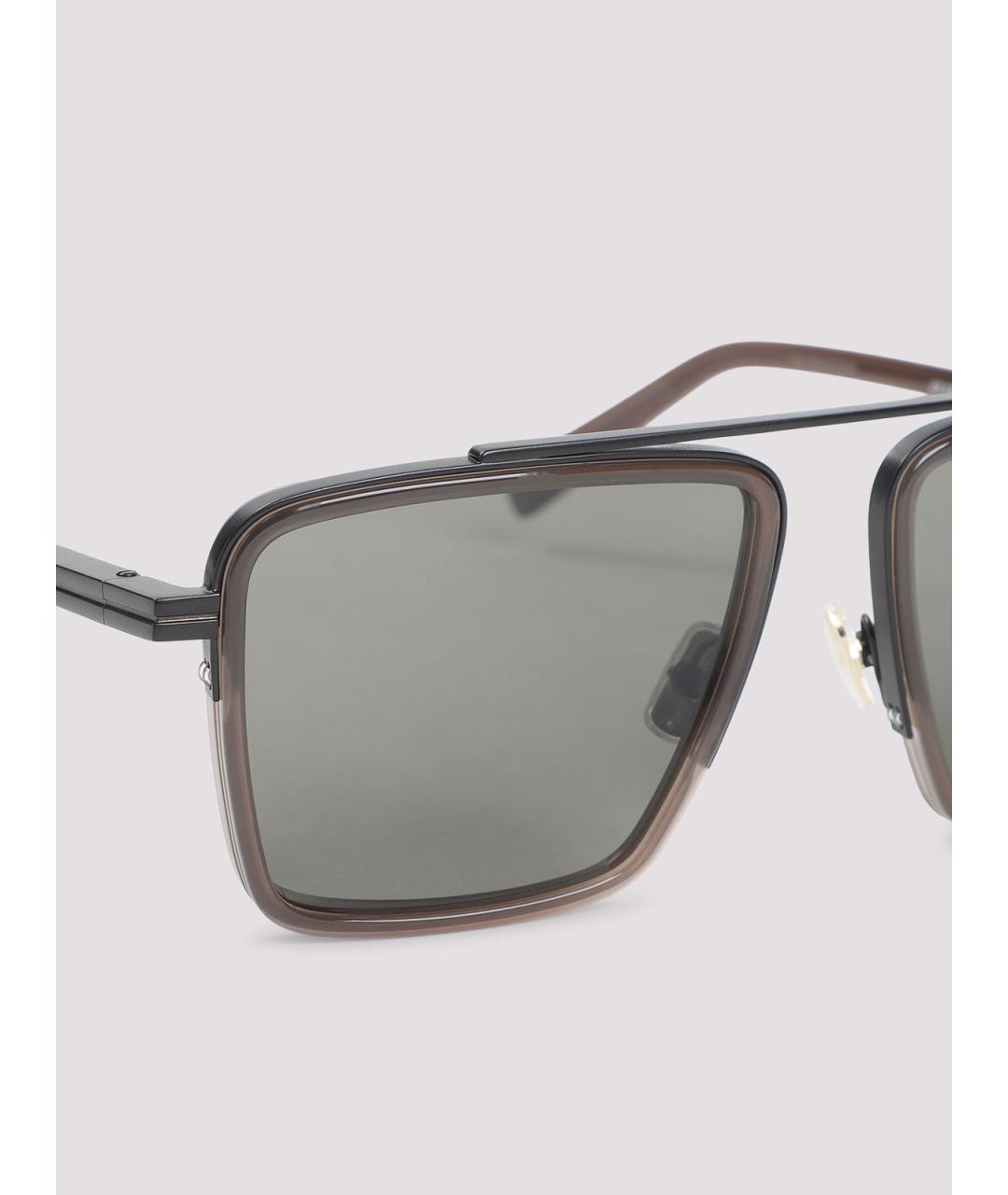 ZEGNA Коричневые металлические солнцезащитные очки, фото 3