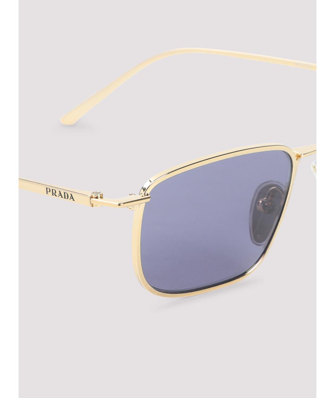 PRADA Золотые металлические солнцезащитные очки, фото 3