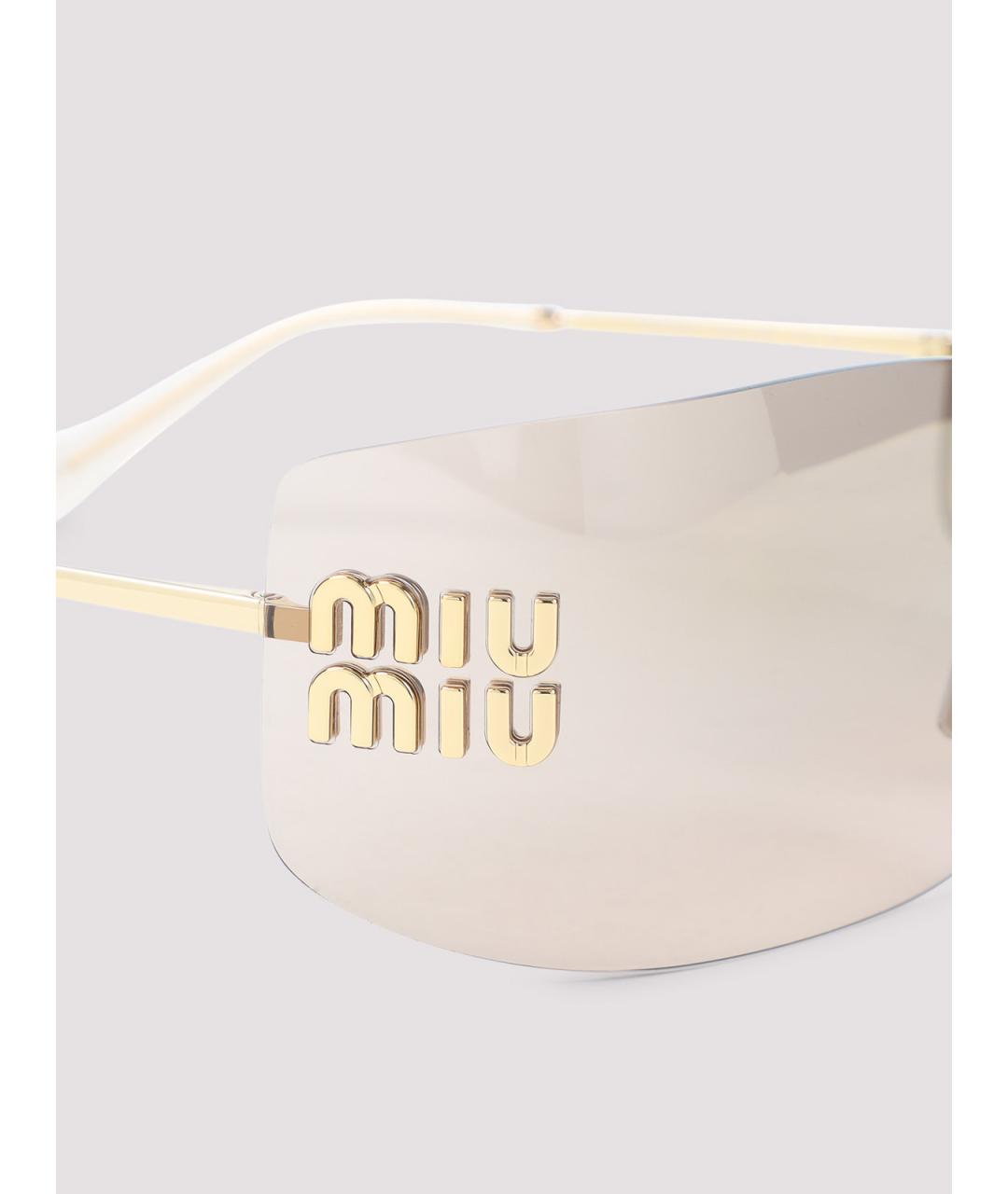 MIU MIU Золотые металлические солнцезащитные очки, фото 3
