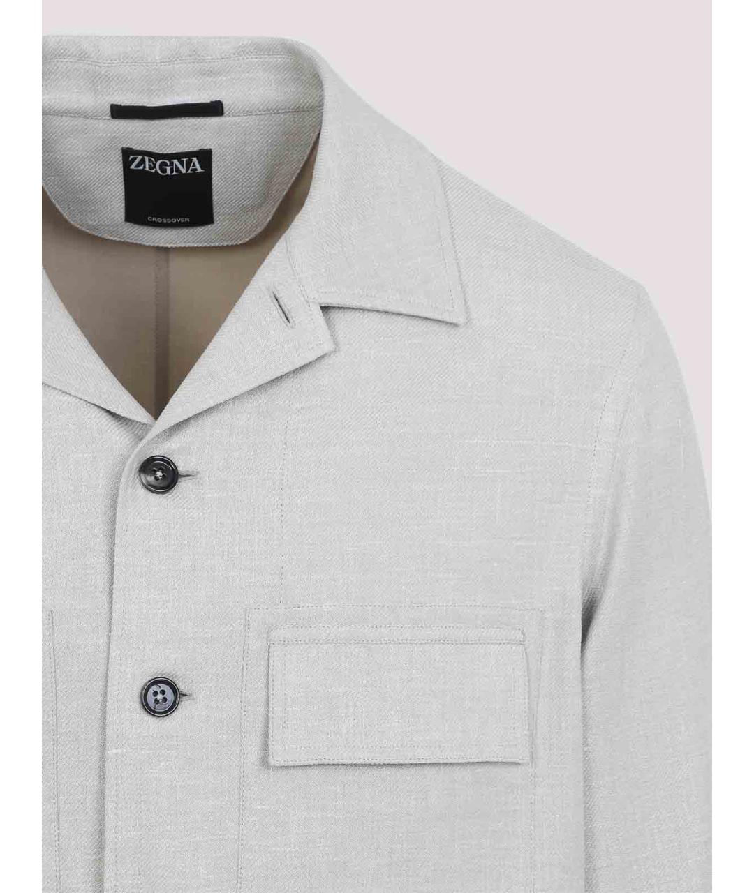 ZEGNA Белая льняная кэжуал рубашка, фото 4