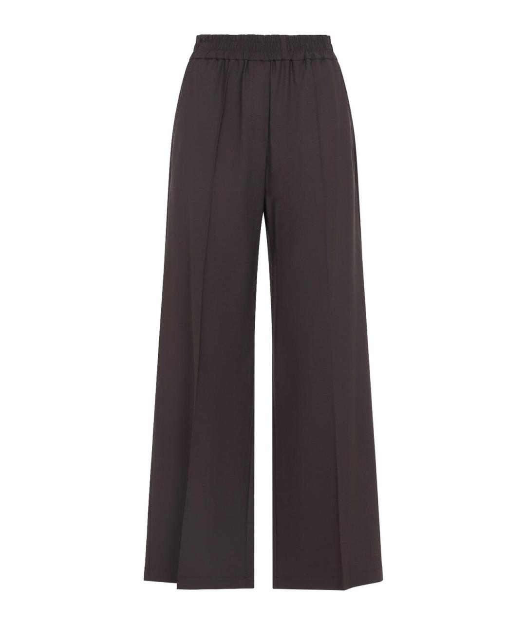 BRUNELLO CUCINELLI Коричневые шерстяные прямые брюки, фото 1