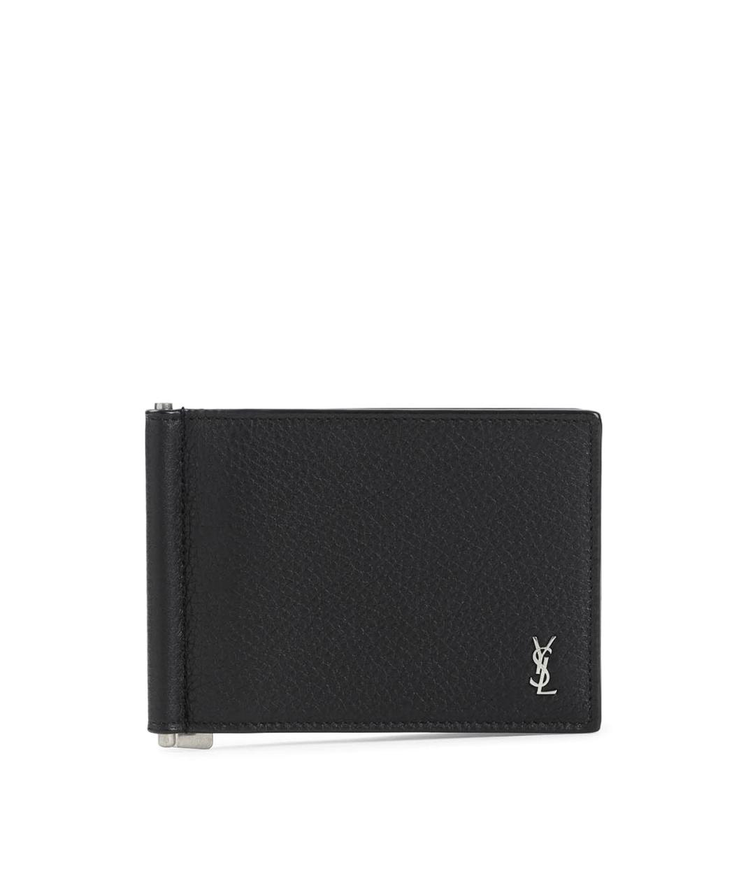 SAINT LAURENT Черный кожаный кошелек, фото 1