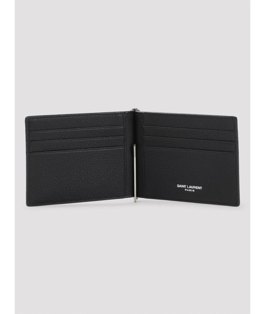 SAINT LAURENT Черный кожаный кошелек, фото 3