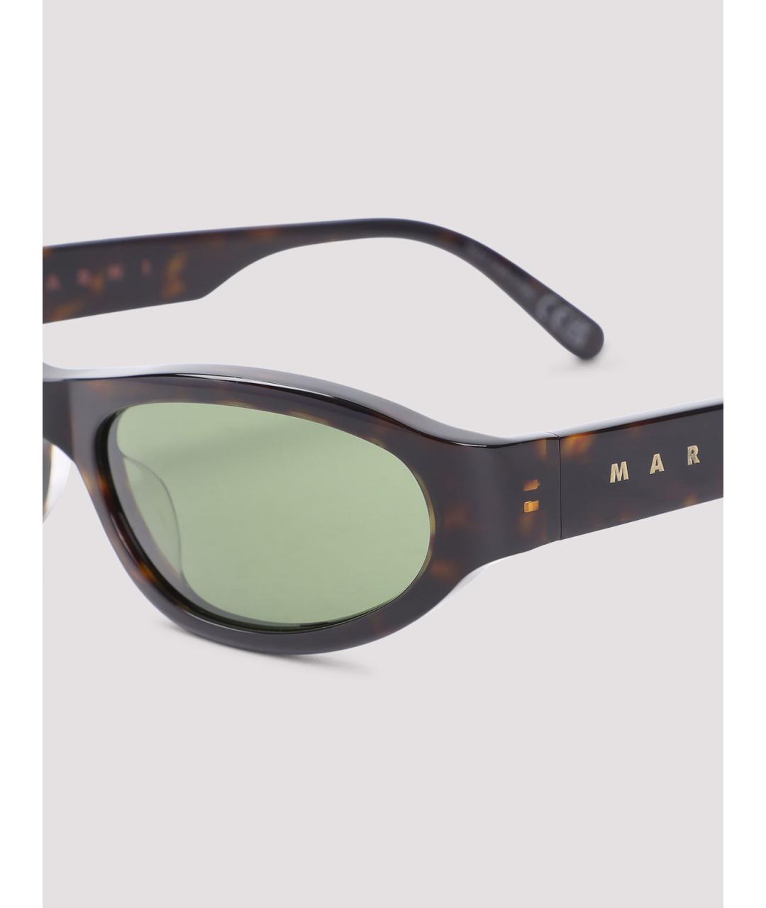 MARNI Коричневые пластиковые солнцезащитные очки, фото 3