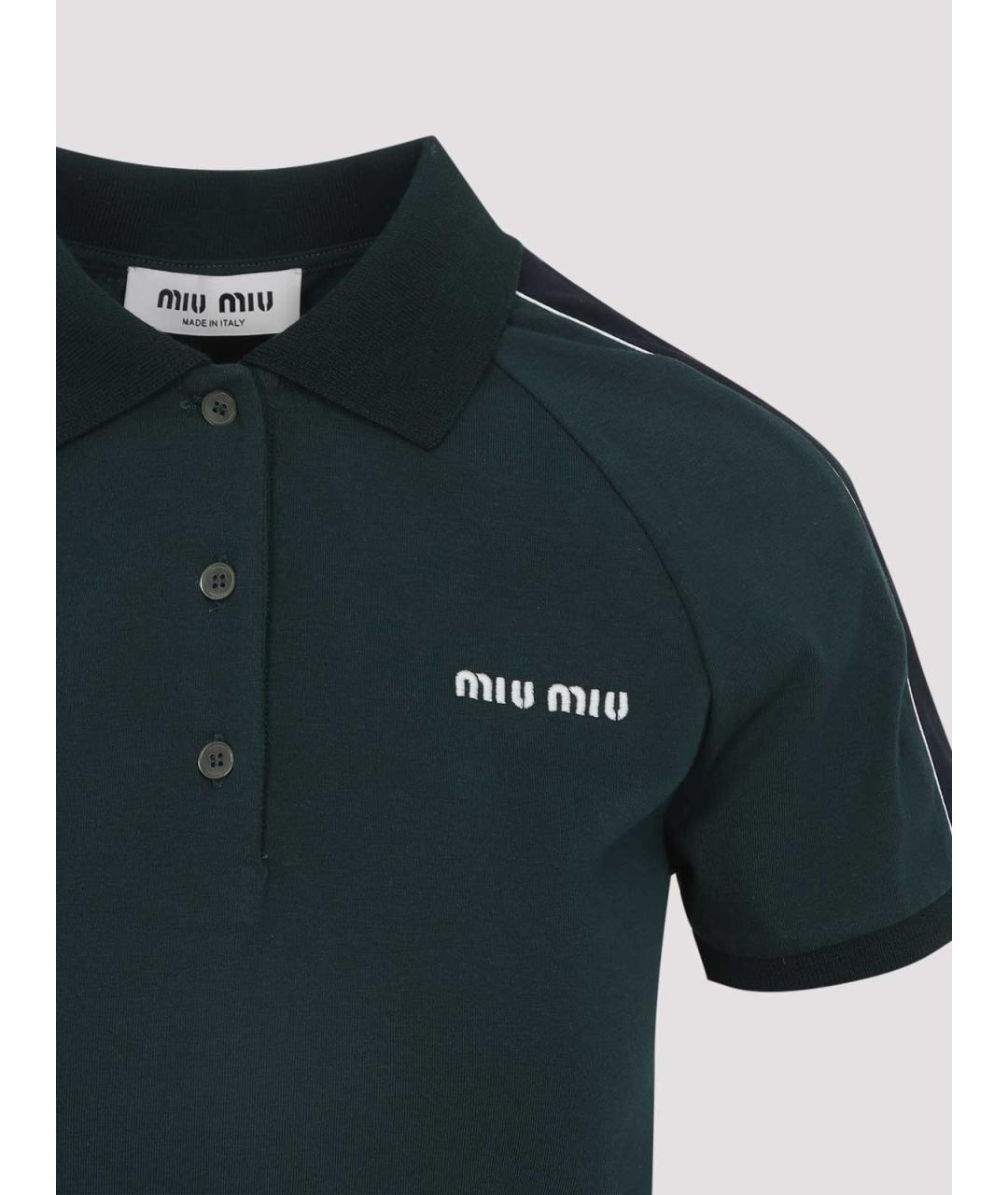 MIU MIU Темно-синяя хлопковая футболка, фото 3