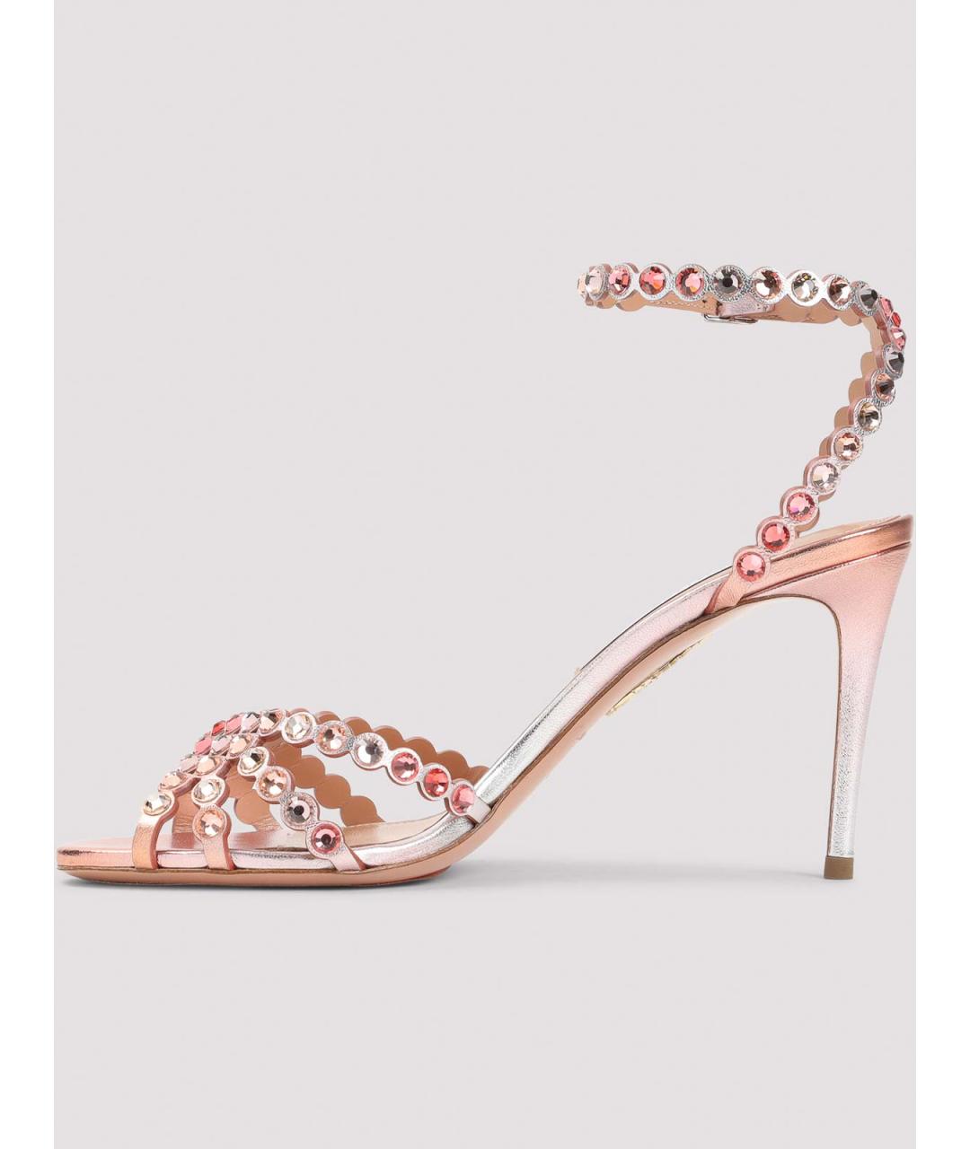 AQUAZZURA Розовые кожаные босоножки, фото 2