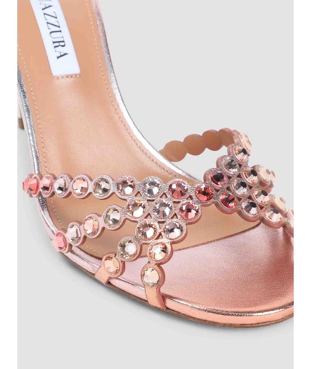 AQUAZZURA Розовые кожаные босоножки, фото 4