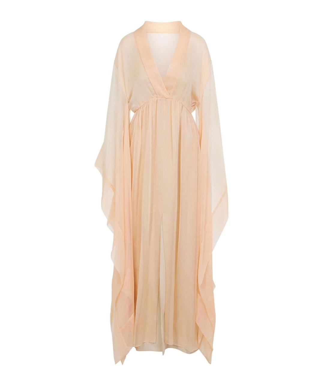 ALBERTA FERRETTI Бежевое шелковое коктейльное платье, фото 1