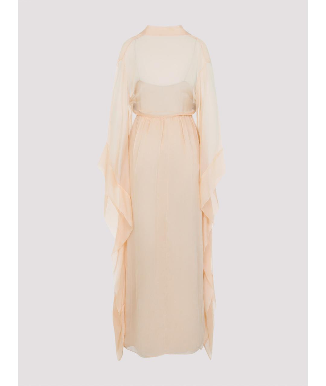 ALBERTA FERRETTI Бежевое шелковое коктейльное платье, фото 2