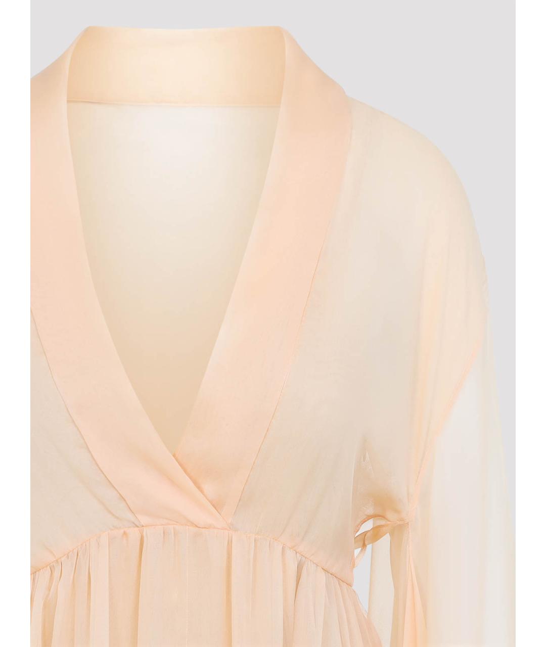 ALBERTA FERRETTI Бежевое шелковое коктейльное платье, фото 3