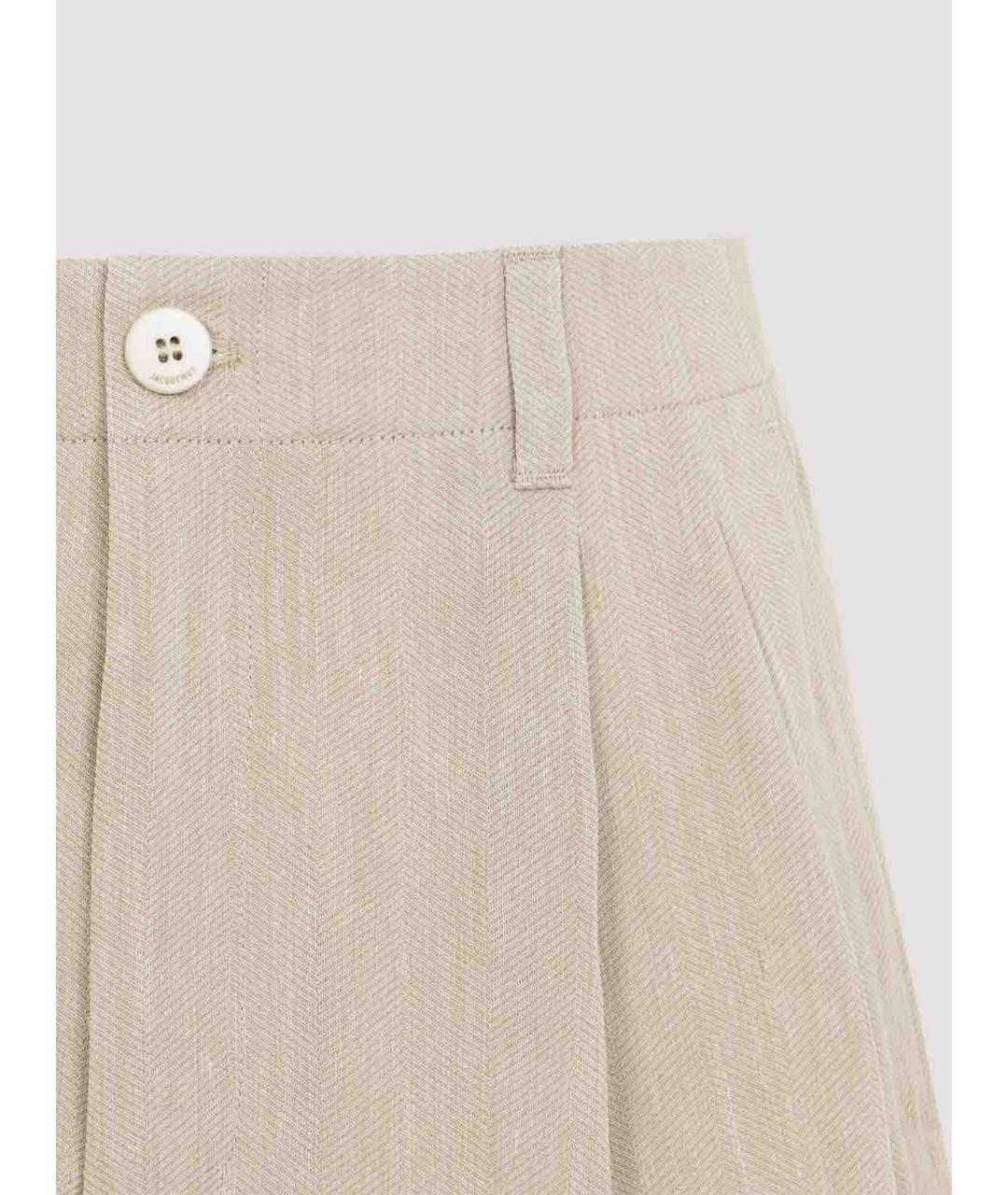 JACQUEMUS Бежевые льняные шорты, фото 3