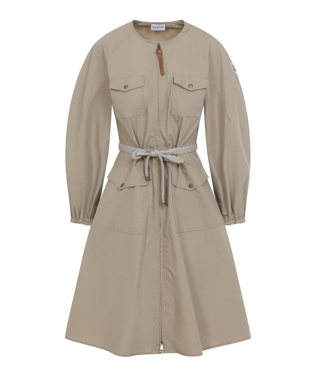 MONCLER Бежевое хлопковое повседневное платье, фото 1