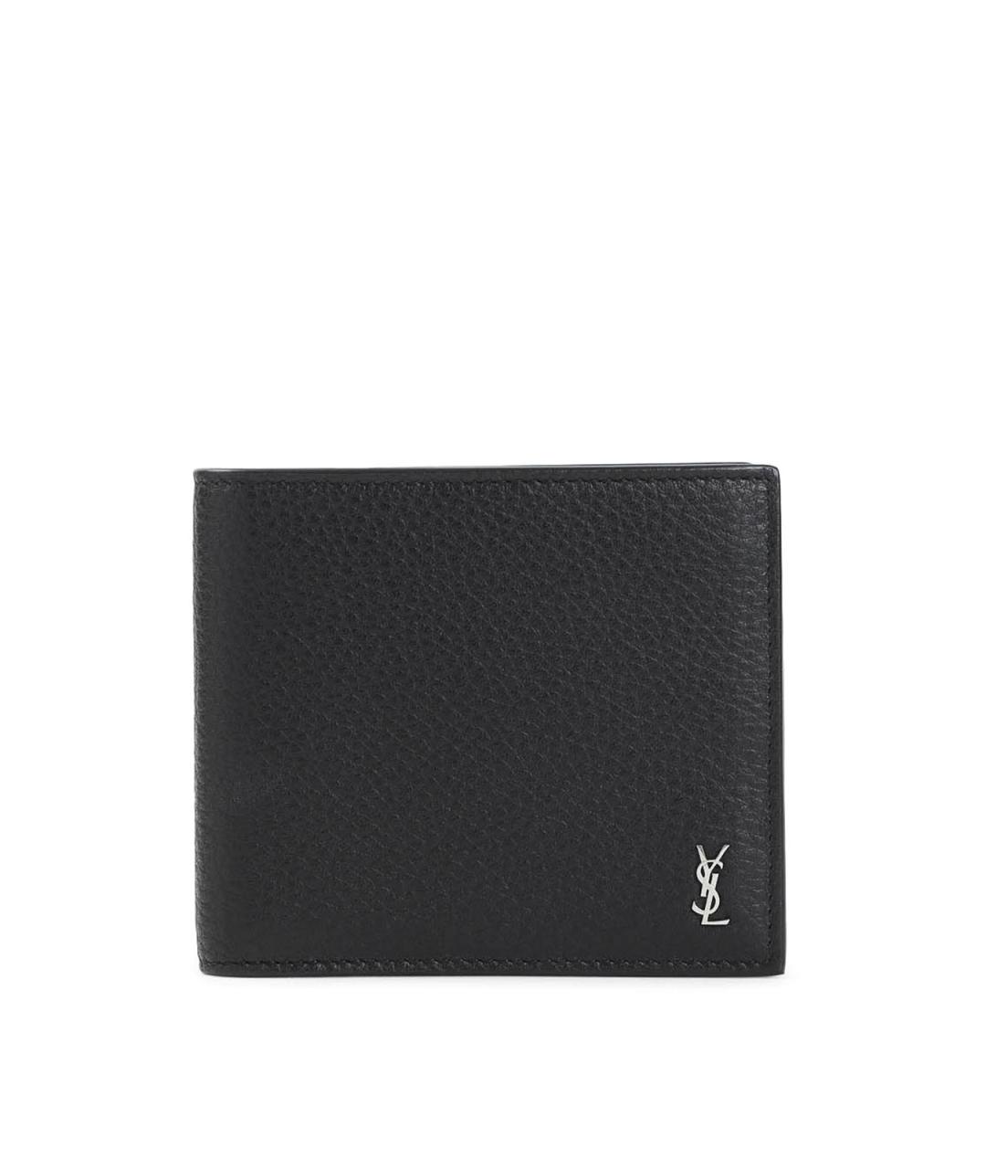 SAINT LAURENT Черный кожаный кошелек, фото 1