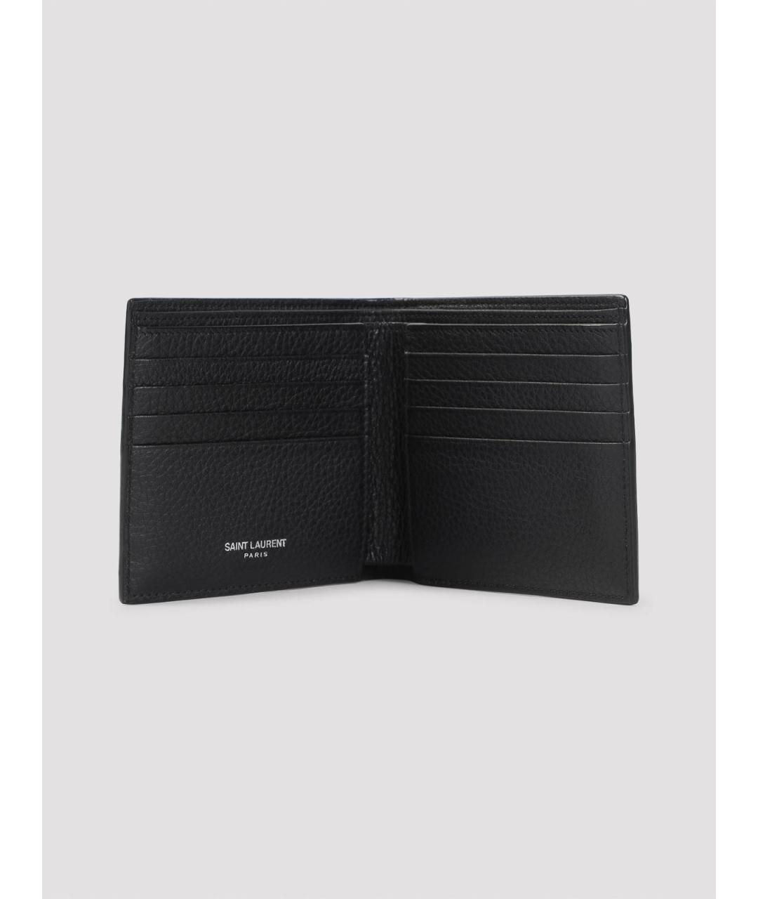 SAINT LAURENT Черный кожаный кошелек, фото 3