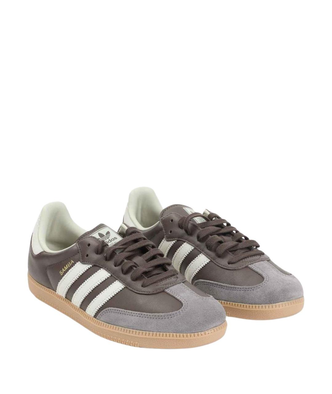 ADIDAS Коричневые кожаные низкие кроссовки / кеды, фото 3