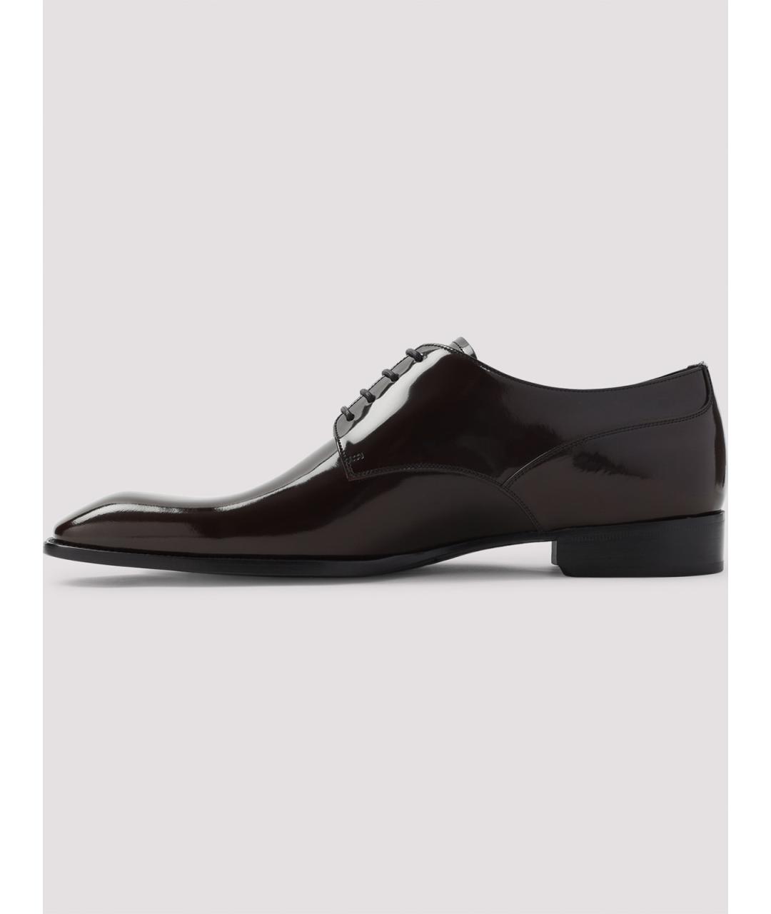 SAINT LAURENT Коричневые туфли из лакированной кожи, фото 2