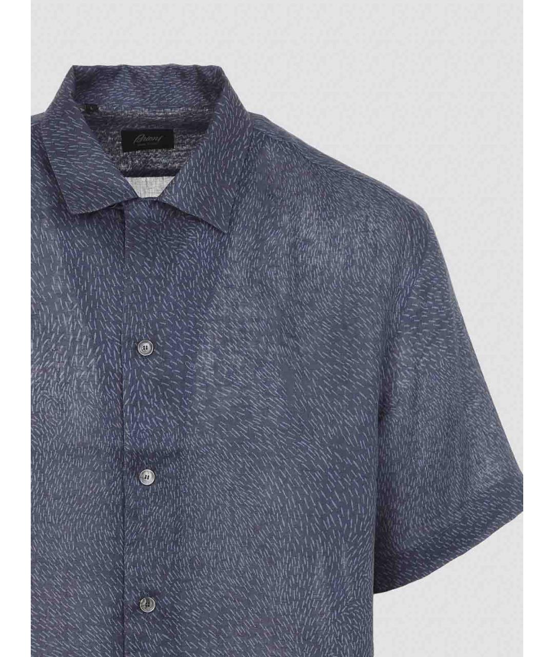 BRIONI Синяя льняная кэжуал рубашка, фото 3