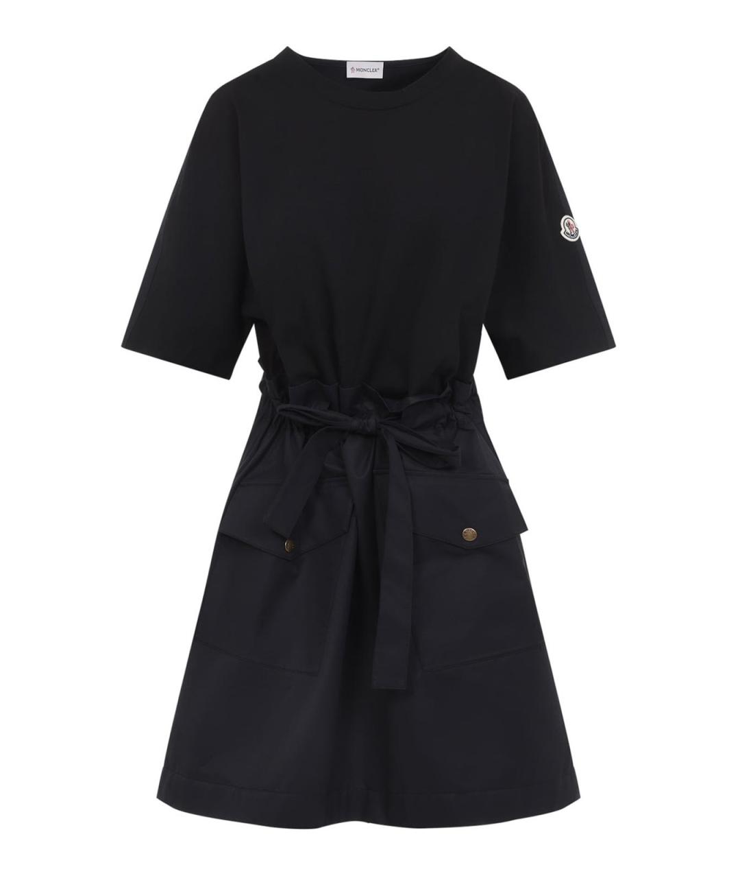 MONCLER Черное хлопковое повседневное платье, фото 1