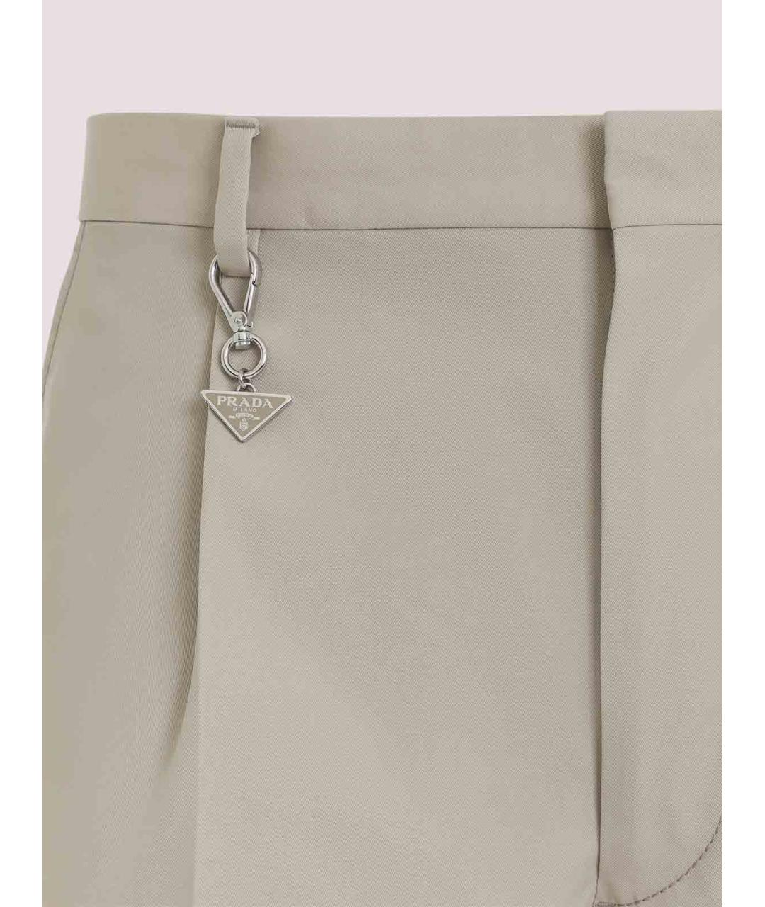 PRADA Бежевые хлопковые повседневные брюки, фото 3