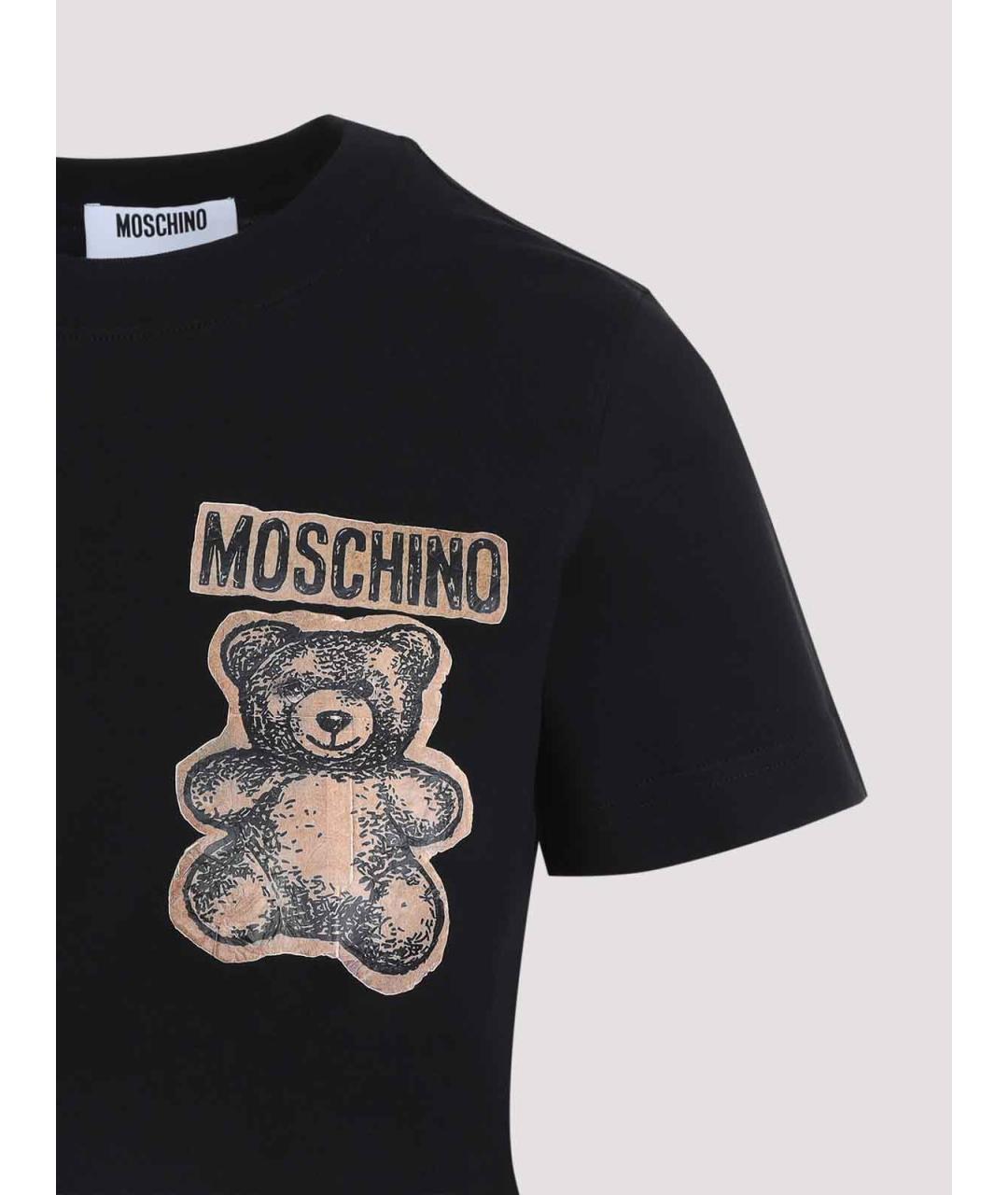 MOSCHINO Черная хлопковая футболка, фото 3