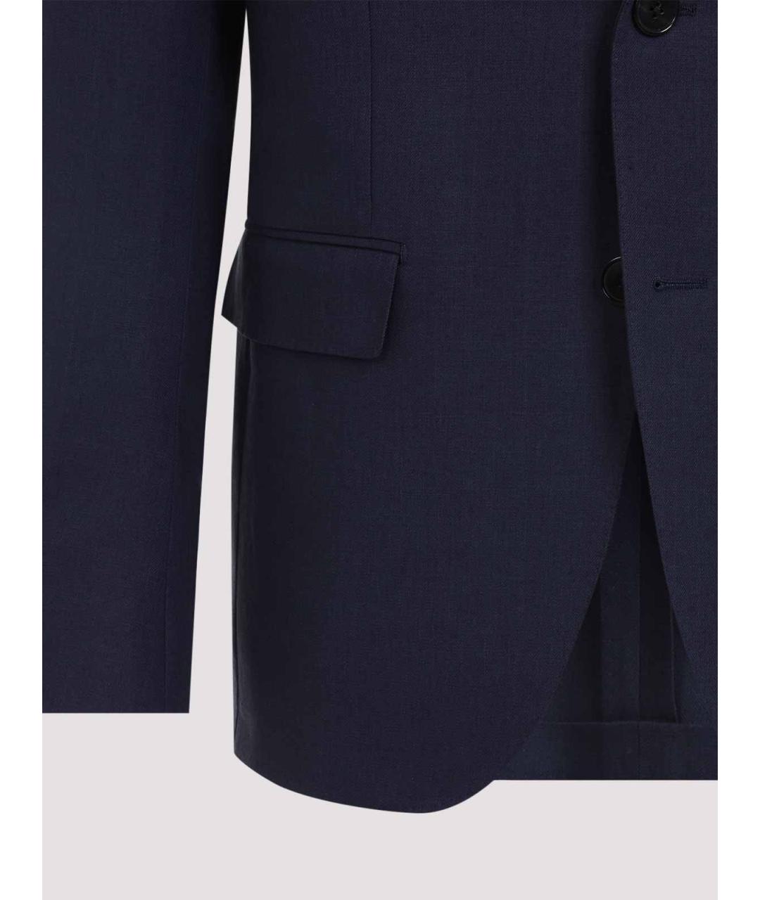 ZEGNA Темно-синий льняной пиджак, фото 3