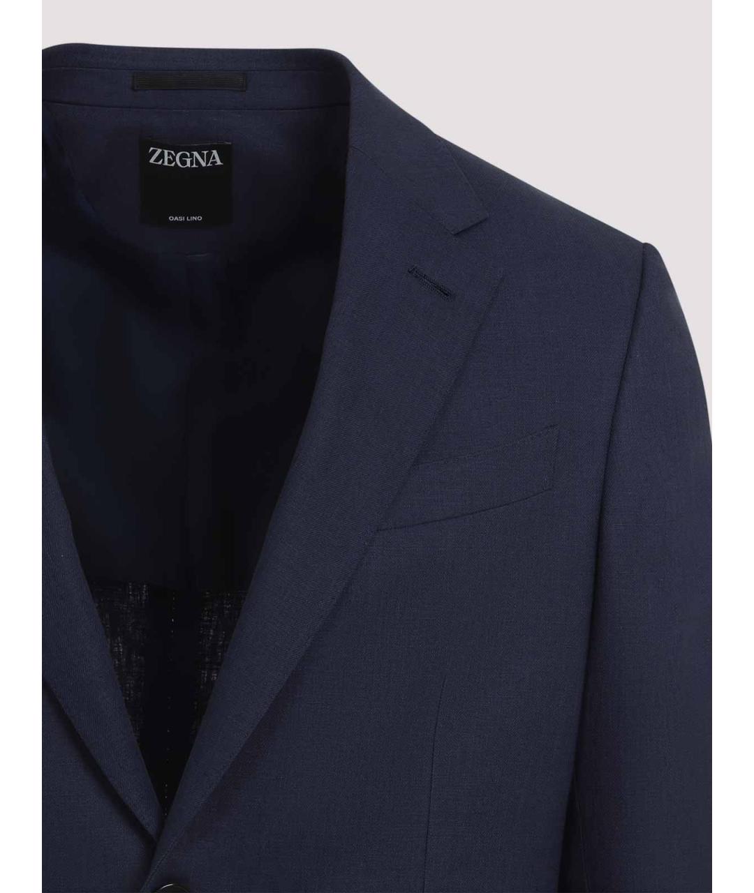 ZEGNA Темно-синий льняной пиджак, фото 4