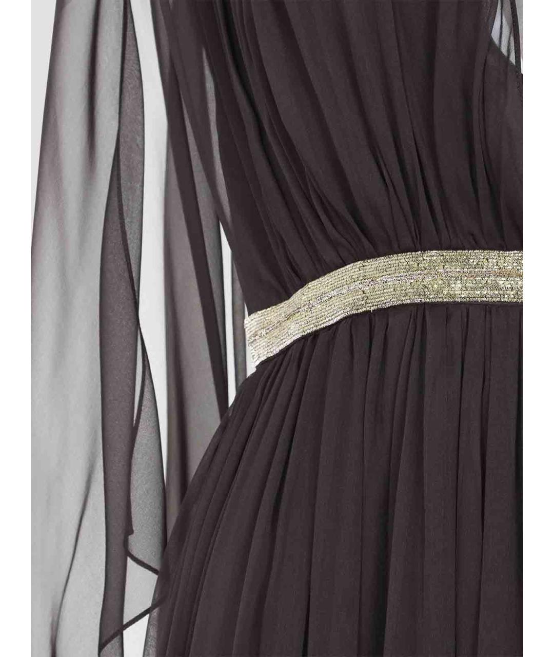 ALBERTA FERRETTI Коричневое шелковое платье, фото 3