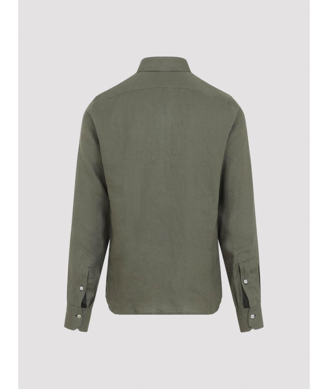 KITON Зеленая льняная кэжуал рубашка, фото 2