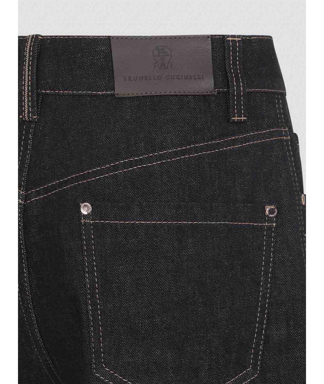 BRUNELLO CUCINELLI Черные хлопковые прямые джинсы, фото 3