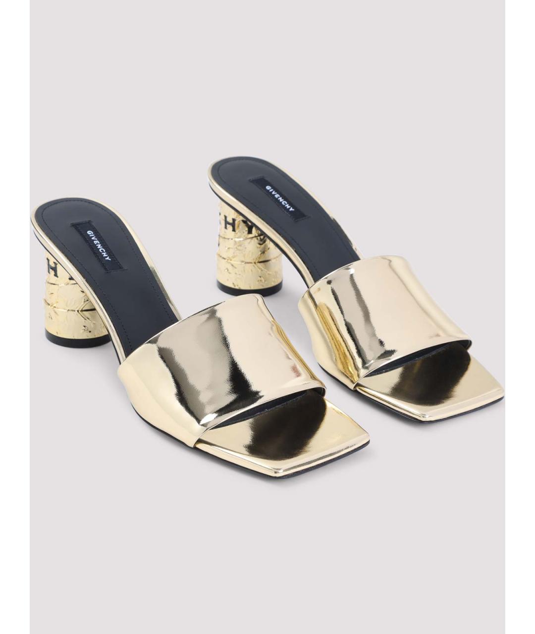 GIVENCHY Золотые кожаные мюли, фото 3