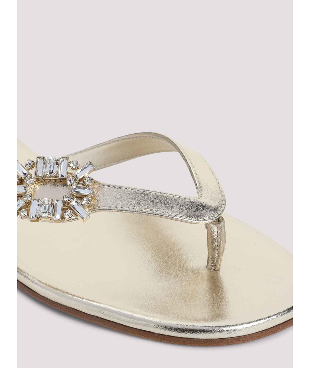 ROGER VIVIER Серебряные кожаные шлепанцы, фото 4