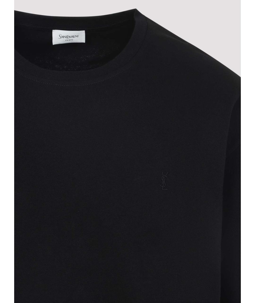SAINT LAURENT Черная хлопковая футболка, фото 3