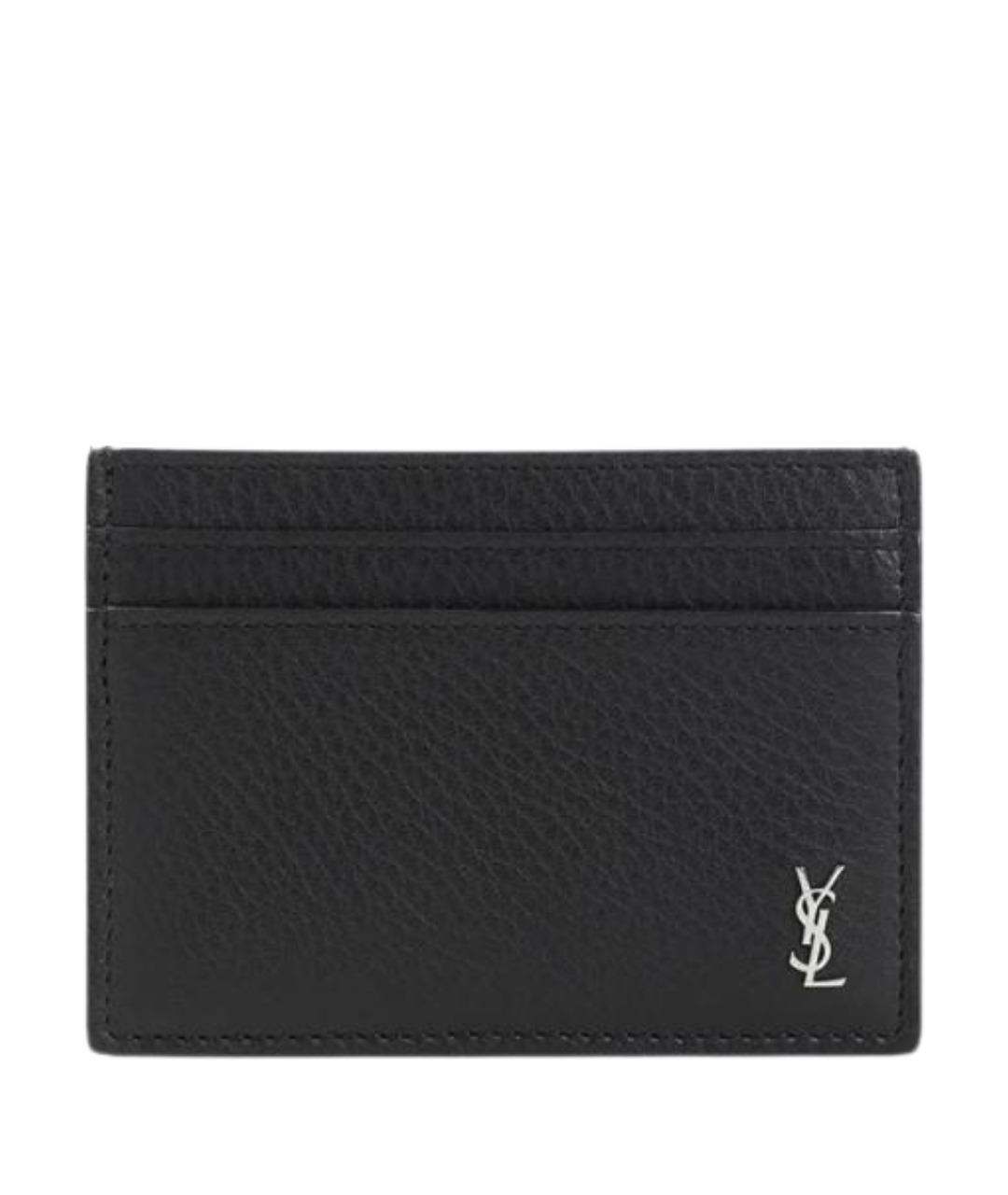 SAINT LAURENT Черный кожаный кардхолдер, фото 1