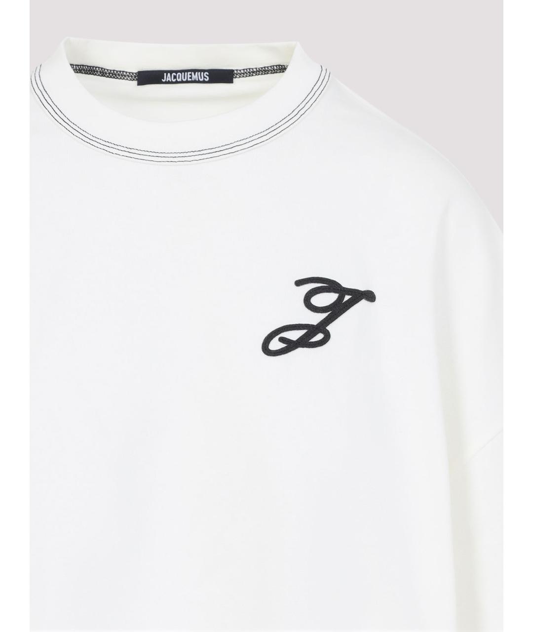 JACQUEMUS Белая хлопковая футболка, фото 3