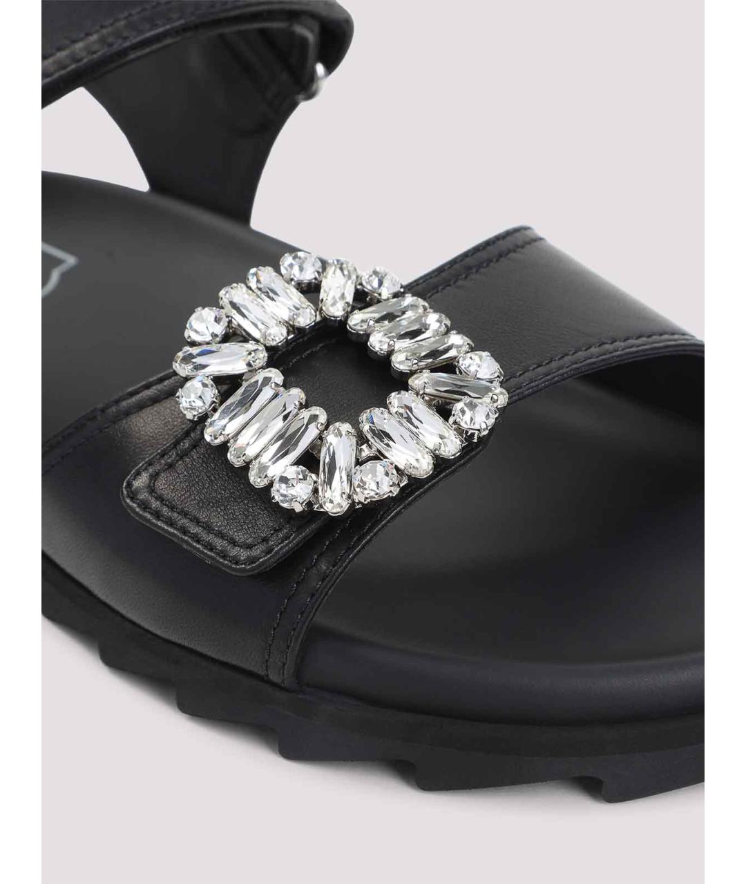ROGER VIVIER Черные кожаные босоножки, фото 4