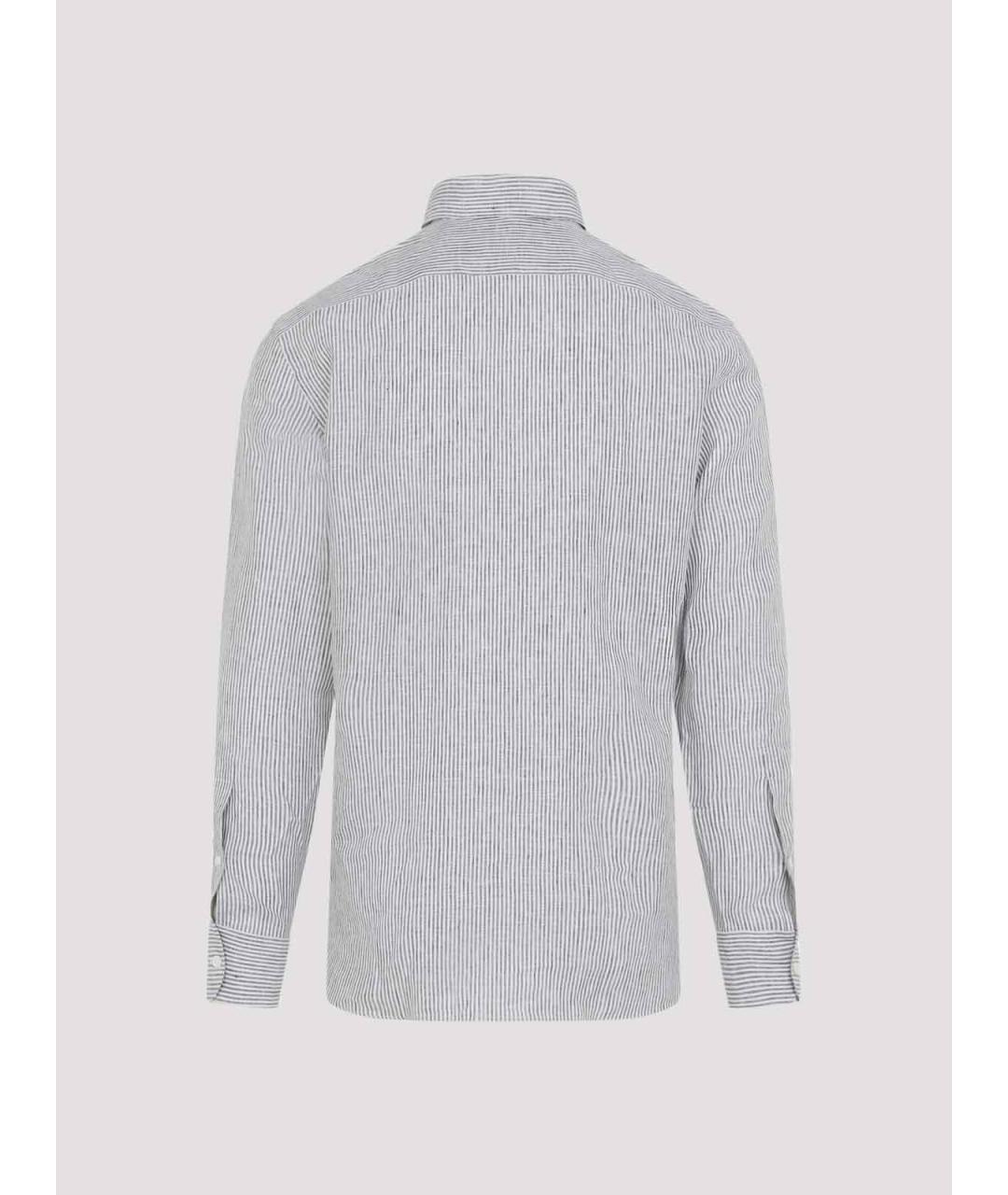ZEGNA Серая льняная кэжуал рубашка, фото 2