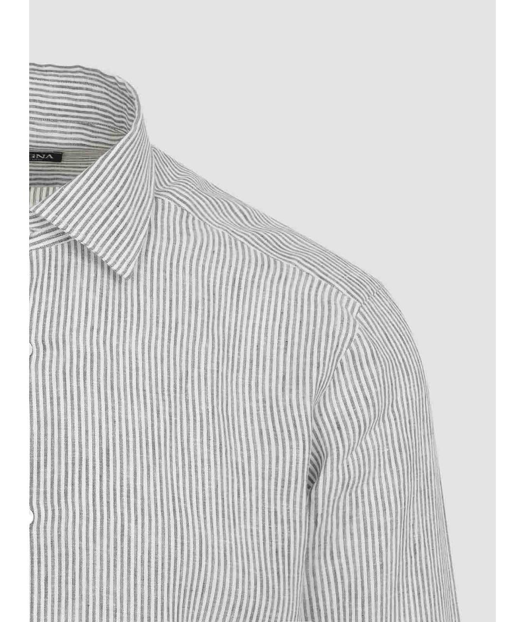 ZEGNA Серая льняная кэжуал рубашка, фото 3