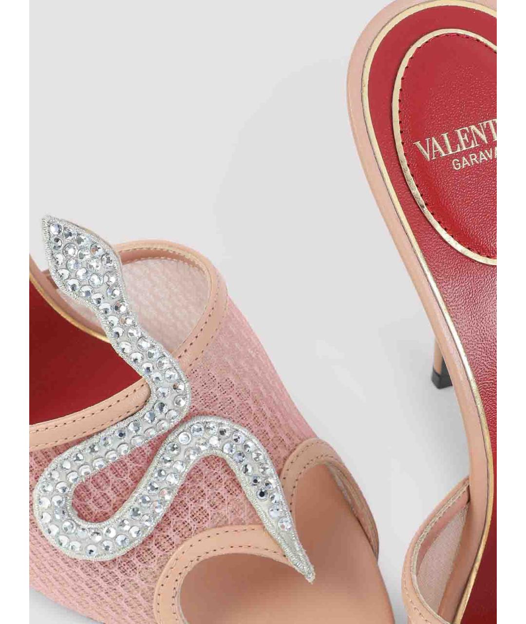 VALENTINO Розовые кожаные мюли, фото 4
